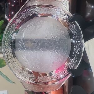 Princess House Fantasia CrystalPie Plate 9" Frosted Bottom Poinsettia